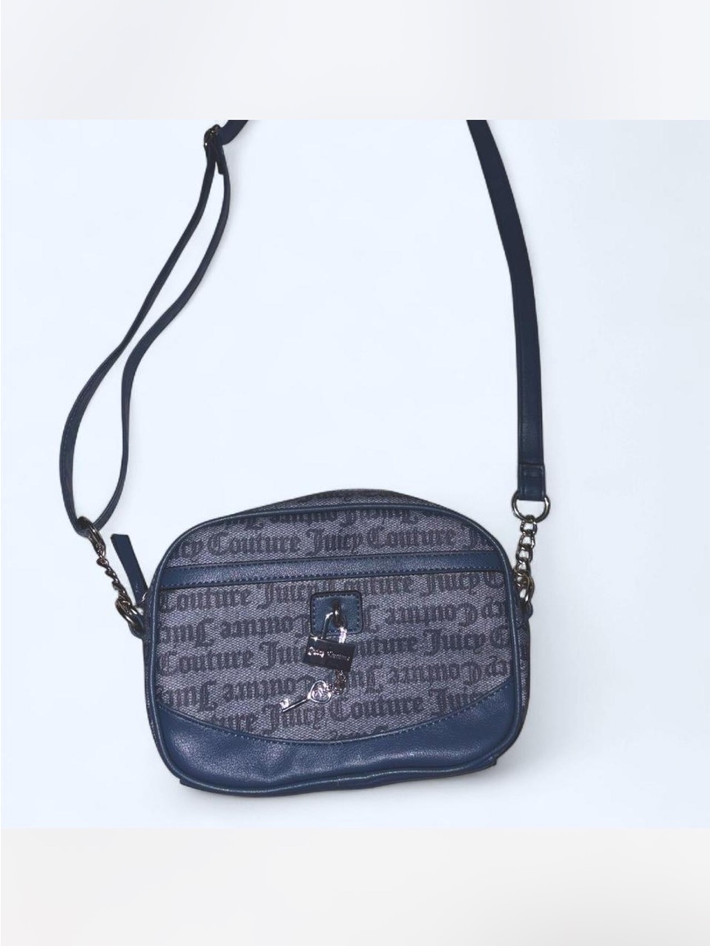Juicy Couture Navy Logo Printed Crossbody Bag